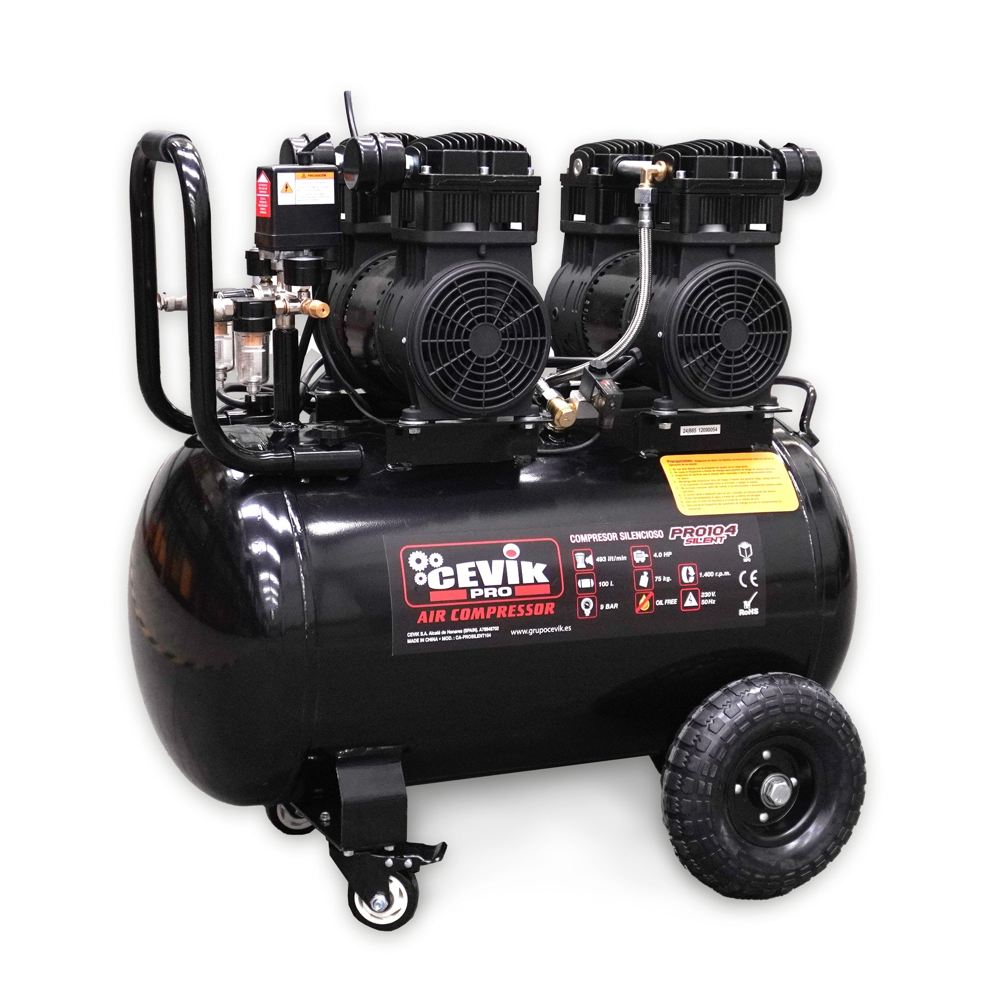 Compresor silencioso Cevik 100L 4HP S/A CEVIK PRO CA-PRO104SILENT
