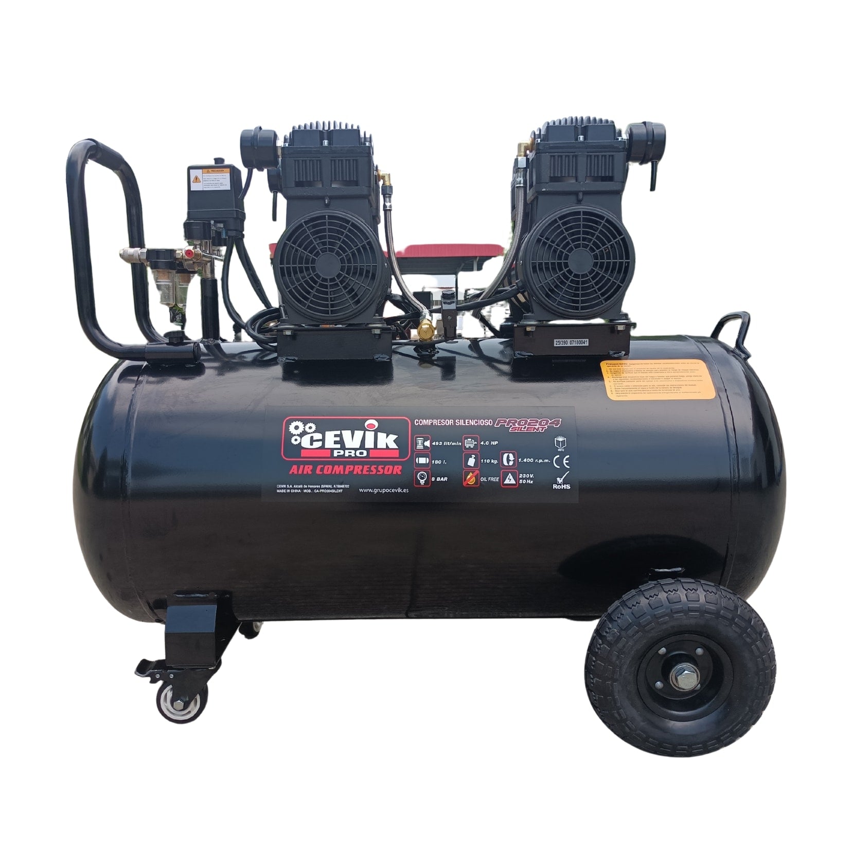 Compresor silencioso Cevik 180L 4HP S/A CEVIK PRO CA-PRO204SILENT