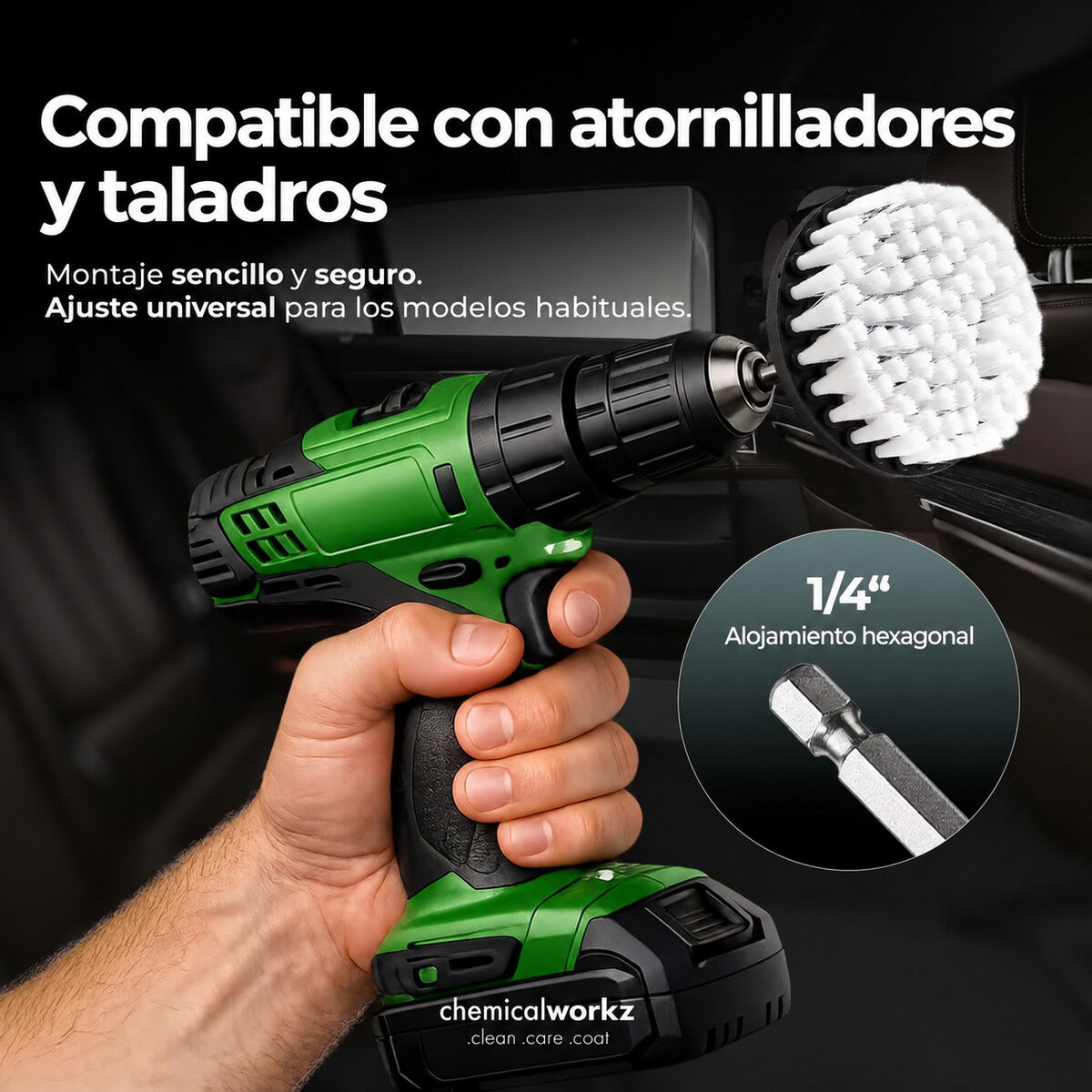 Chemicalworkz Drill Brush Set: cerdas suaves y tres tamaños