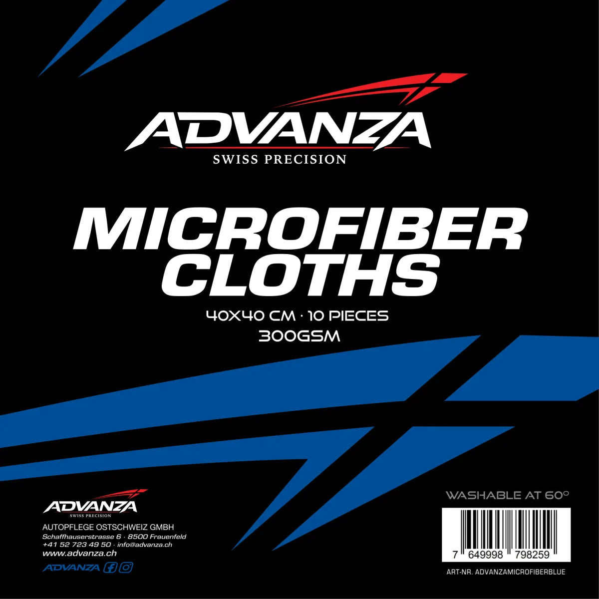 Microfibra Advanza azul de 40 por 40 cm y 300 GSM