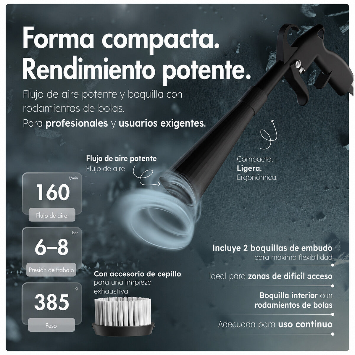 Ficha técnica AirGun: rendimiento y flujo de aire