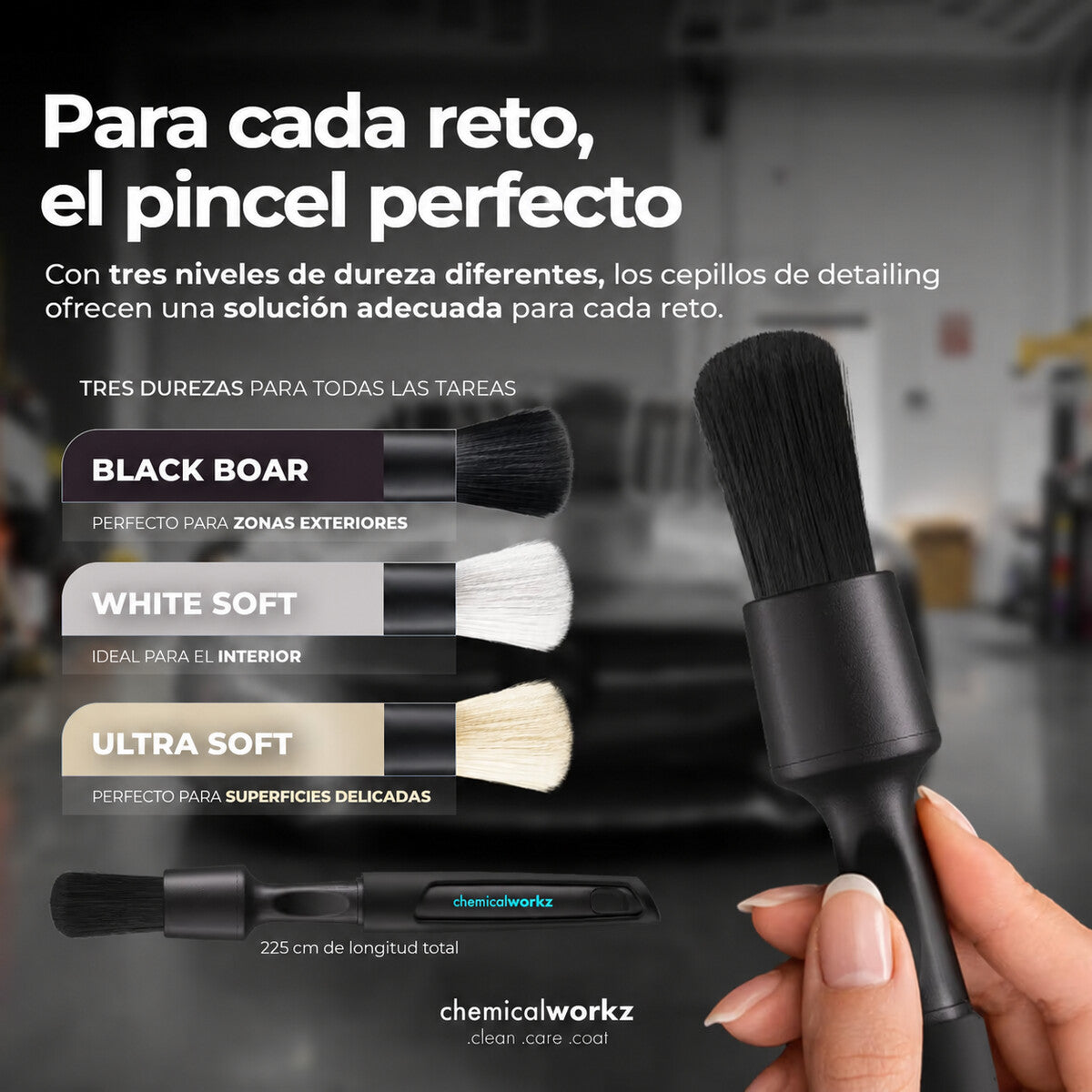 Chemicalworkz Black Boar Detailing Brush 20 mm: tres durezas para distintas tareas