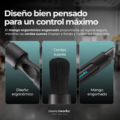 Chemicalworkz Black Boar Detailing Brush 20 mm: diseño ergonómico y mango engomado