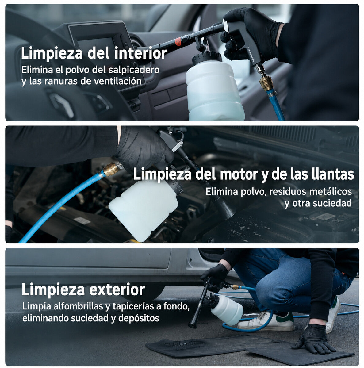 Chemicalworkz Performance Cleaning Gun: aplicaciones en interior, motor, llantas y exterior